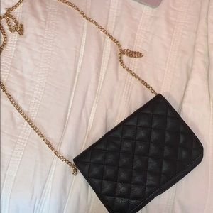 Black quilted evening bag